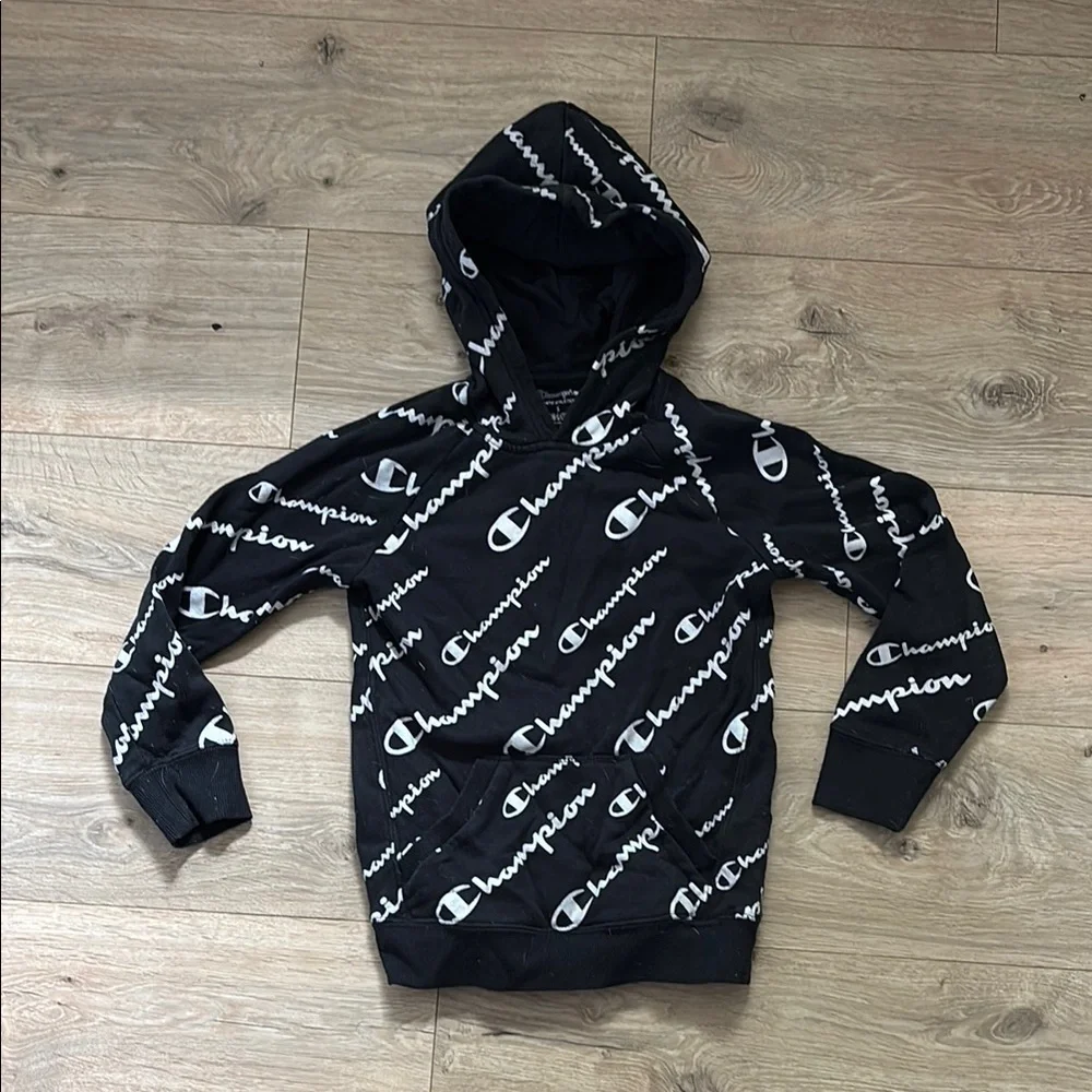 Champion Black Logo Kid’s Hoodie